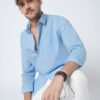 VASTRADO Men Classic Slim Fit Solid Cutaway Collar Cotton Casual Shirt
