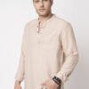 VASTRADO Striped Band Collar Cotton Straight Short Kurta