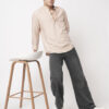 VASTRADO Striped Band Collar Cotton Straight Short Kurta