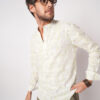 VASTRADO Wildflower Printed Band Collar Cotton Straight Kurta