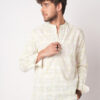 VASTRADO Wildflower Printed Band Collar Cotton Straight Kurta