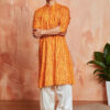 VASTRAMAY Bandhani Printed Mandarin Collar Straight Kurta
