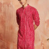 VASTRAMAY Bandhani Printed Mandarin Collar Straight Kurta