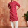 VASTRAMAY Bandhani Printed Mandarin Collar Straight Kurta