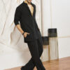 VASTRAMAY Mandarin Collar Long Sleeves Straight Kurta
