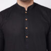 VASTRAMAY Men Black Solid Linen Straight Kurta