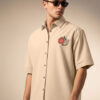 VEIRDO Men Relaxed Oversized Fit Graphic Printed Cuban Collar Pure Cotton Casual Shirt