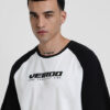 VEIRDO Men Typography Printed Raglan Sleeves Oversized Pure Cotton T-shirt