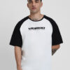 VEIRDO Men Typography Printed Raglan Sleeves Oversized Pure Cotton T-shirt