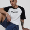 VEIRDO Men Typography Printed Raglan Sleeves Oversized Pure Cotton T-shirt