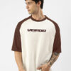 VEIRDO Men Typography Printed Round Neck Cotton Oversized T-shirt