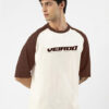 VEIRDO Men Typography Printed Round Neck Cotton Oversized T-shirt